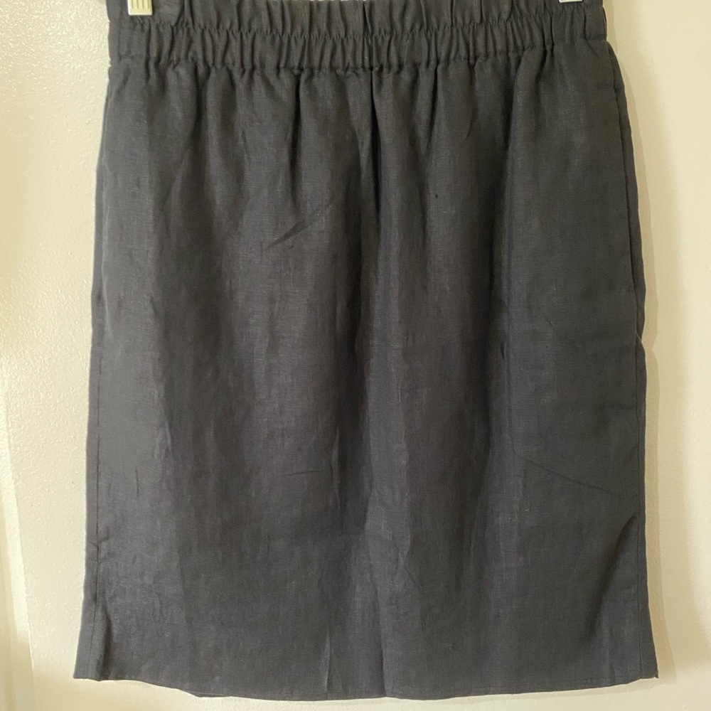 J.Crew Black Linen Skirt Size Small Pull-On Elastic Waist Lined NWOT